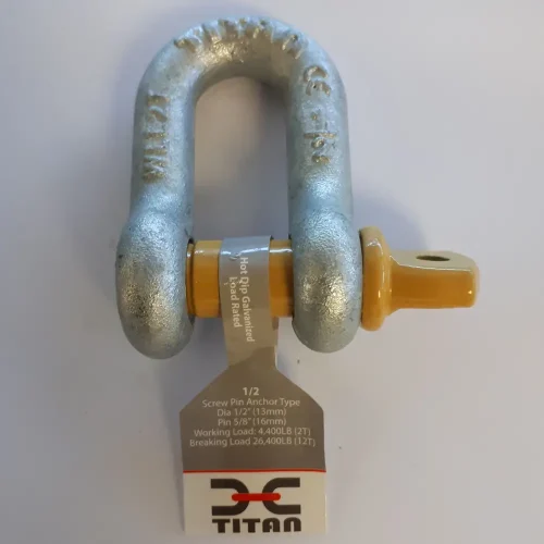 Titan High Tensile Galvanised D Shackle - 1/2"