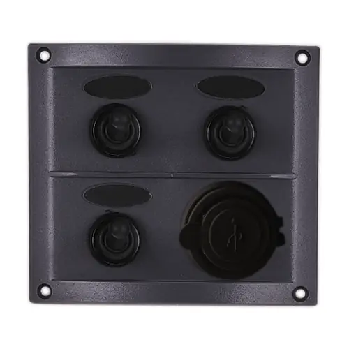 3 Way Fused Switch Panel with USB Charger