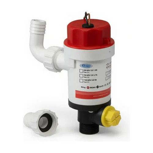 12V. Ocean Tech Livewell PUMP 1100 GPH. Dual Outlet